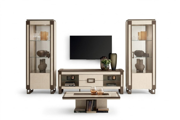 Disegno parete attrezzata Sideboard 2x Vetrina Mobile TV Lowboard Credenza 3 pz. Set pareti attrezzate.