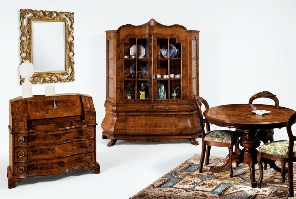 Set completo tavolo da pranzo 3 sedie set sala da pranzo vetrina cassettone 6 pezzi set barocco