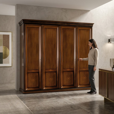 Armadio di lusso Armadio guardaroba Mobili italiani Camere da letto in legno massello