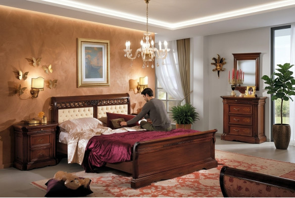 Letto Letto matrimoniale Letto in legno Mobili in legno massello Camera da letto Letto di design in legno Letti