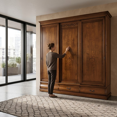 Armadio con ante scorrevoli Armadio in legno massiccio Armadi di lusso Mobili italiani