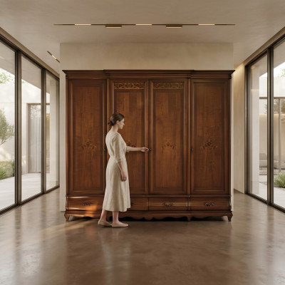 Mobile armadio in legno massello Armadio da camera da letto Armadi Realizzato in Italia Nuovo