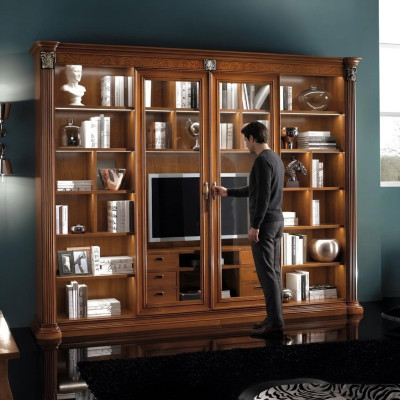Armadio Vetrina in Legno Mobili da Soggiorno tv Pareti Attrezzate Design Vetrine