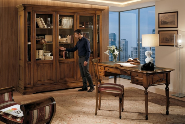 Set ufficio Tavolo in legno Sedia Libreria Scrivania Scaffale Armadietti 3 pezzi. Nuovo