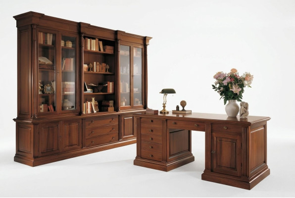 Ufficio Arredamento Legno massiccio Scrivania Libreria Tavolo Scaffale Armadio 2 pezzi