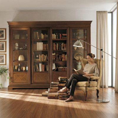 Scaffale d'ufficio Armadio con cassetti Armadio per ufficio Porte in vetro Design di mobili in legno massiccio