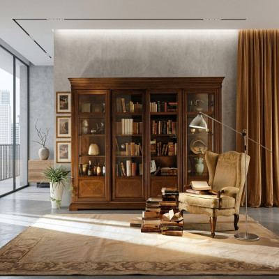 Scaffale d'ufficio Armadio con cassetti Armadio per ufficio Porte in vetro Design di mobili in legno massiccio