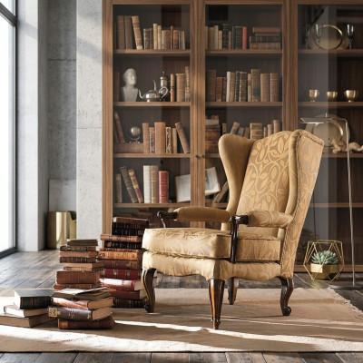 Poltrona Biblioteca Sedia da lettura Poltrona a orecchie Divano Imbottitura Mobili italiani di lusso