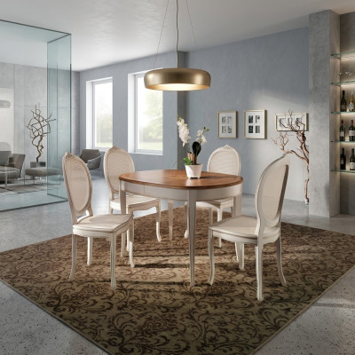 Tavolo da pranzo Arredamento Sedie Poltrona Mobili Gruppo Salotto Set Completo 5 pezzi.