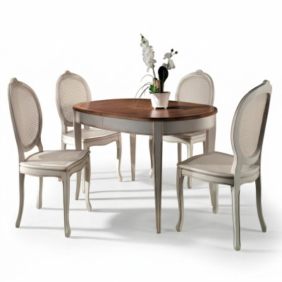 Tavolo da pranzo Arredamento Sedie Poltrona Mobili Gruppo Salotto Set Completo 5 pezzi.