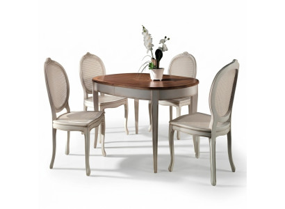 Tavolo da pranzo Arredamento Sedie Poltrona Mobili Gruppo Salotto Set Completo 5 pezzi.