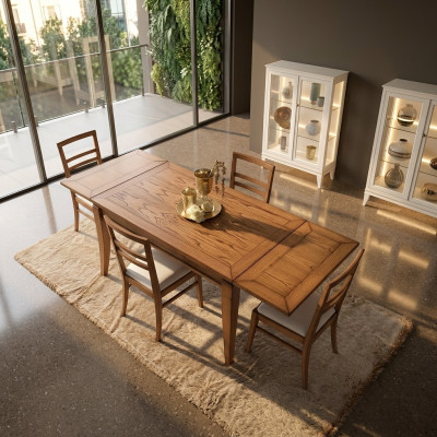 Legno naturale Tavolo da pranzo Design Sala da pranzo moderna Tavolo scorrevole Nuovo