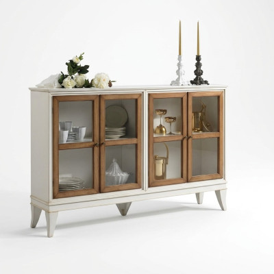 Vetrina credenza stile retrò mobile soggiorno cassettiera collezione vetrine nuove.