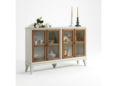 Vetrina credenza stile retrò mobile soggiorno cassettiera collezione vetrine nuove.
