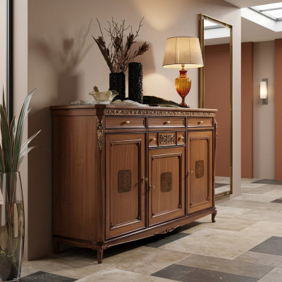 Comò credenza credenza Marrone massiccio in legno Armadio Mobili Comodini Credenze