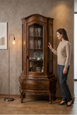 Mobile in legno massiccio Vaccari cav giovanni con ante in vetro per il soggiorno