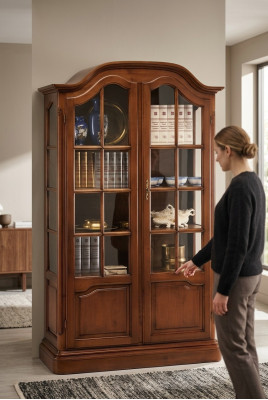 Mobile porta tv in legno massiccio Vaccari cav giovanni con vetro nuovo