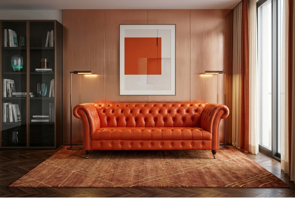 Divano designer 3 posti Chesterfield divano poltrona divani design arancione