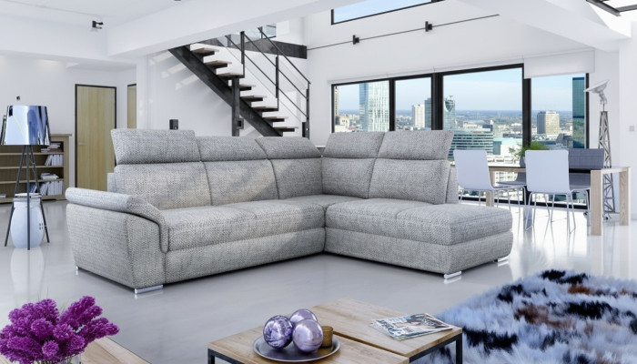 Divano ad angolo in tessuto a L Design Divano Imbottito Moderno in Tessza con Funzione Letto nuovo