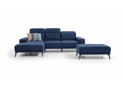 Divano design divano angolare in tessuto imbottito salotto set di divani forma a L Blu