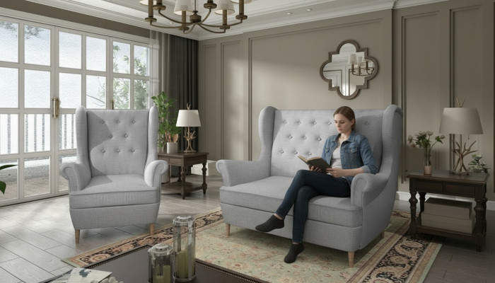 Divano Chesterfield imbottito 2+1 posti, divani imbottiti, divani componibili, divani.