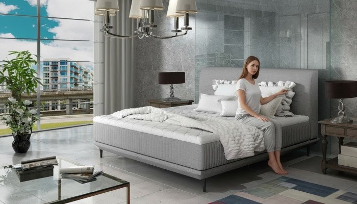 Letto imbottito design Letto Letti Letto matrimoniale Decorazione Letto coniugale Letto di design NUOVO