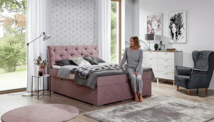 Cassettone letto letto imbottito Chesterfield, letto matrimoniale Big XXL design nuovo.