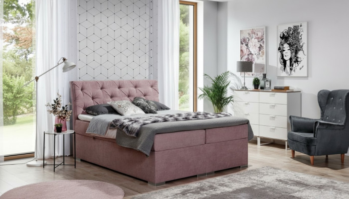 Cassettone letto letto imbottito Chesterfield, letto matrimoniale Big XXL design nuovo.