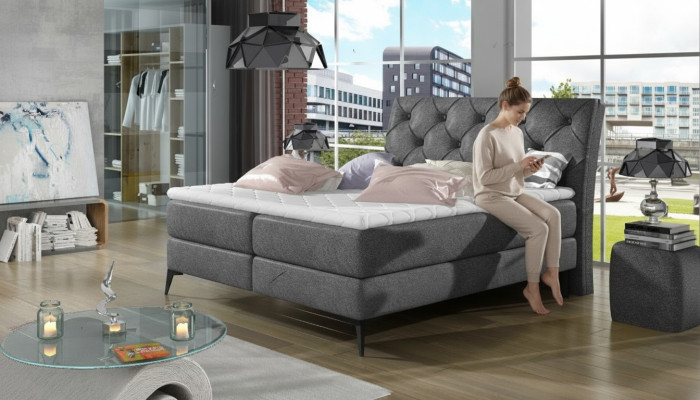 Chesterfield Letto imbottito doppio letto Letti Big XXL Designer di lusso in argento.