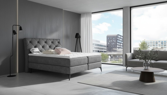 Chesterfield Letto imbottito doppio letto Letti Big XXL Designer di lusso in argento.