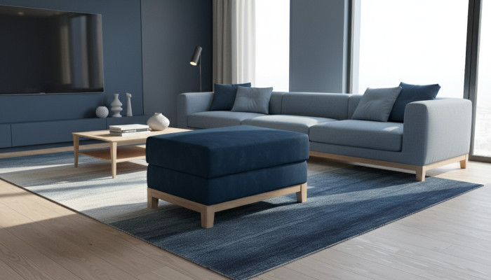 Design Pouf Poggiapiedi Pouf Ottomana Sedia Chaise Imbottita Pufa Blu