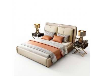 Camera da letto di lusso Design Letto matrimoniale Letto 180/200x200 cm Pelle Metallo