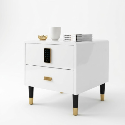 Comodino, comodino, cassettiera, tavolino, console decorativa, lucida oro