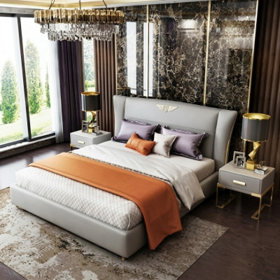 Camera da letto di lusso, letto matrimoniale di design, hotel, 180/200x200cm, in pelle.