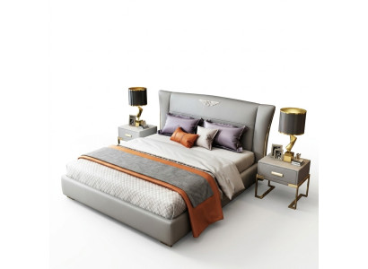 Camera da letto di lusso, letto matrimoniale di design, hotel, 180/200x200cm, in pelle.