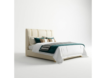 Letto di lusso in camera da letto in pelle italiana, letti matrimoniali in metallo design.