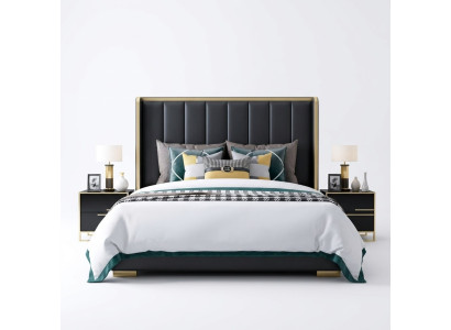 Letto di lusso in camera da letto in pelle italiana Letti matrimoniali in metallo