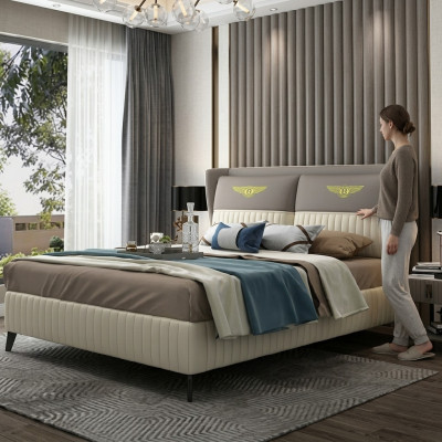 Letto matrimoniale di design letto hotel di lusso camera da letto 150/180x200cm pelle nuova