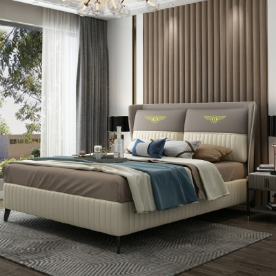 Letto matrimoniale di design letto hotel di lusso camera da letto 150/180x200cm pelle nuova