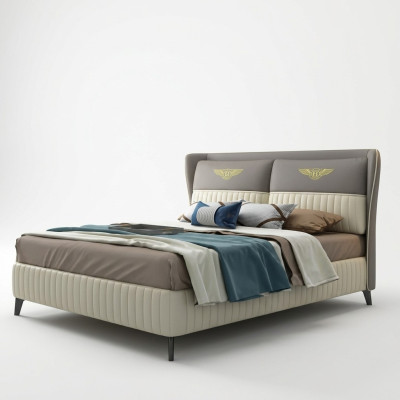 Letto matrimoniale di design letto hotel di lusso camera da letto 150/180x200cm pelle nuova