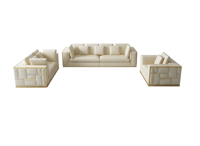 Divano design Divano Imbottito Set da 3+2+1+ Chaise longue in pelle di lusso