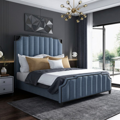 Camera da letto di lusso con letto matrimoniale in pelle e metallo 150/180x200cm nuovo da hotel
