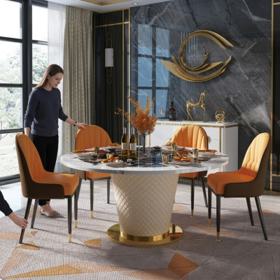 Set di sedie da pranzo di design, tavoli, poltrone, 4 sedie e tavolo assortito