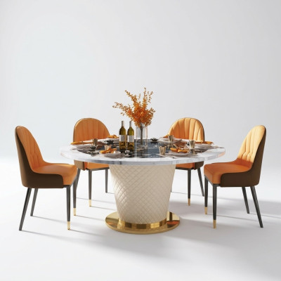 Set di sedie da pranzo di design, tavoli, poltrone, 4 sedie e tavolo assortito