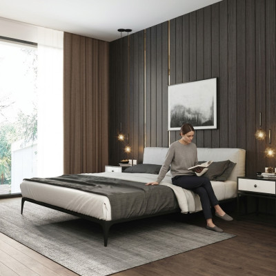 Letto imbottito Letti Letto Albergo Imbottitura Designer Matrimoniale Lusso Decorazione Design
