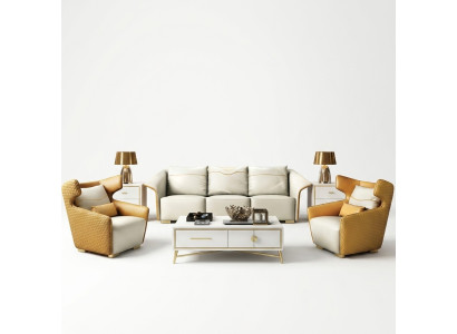 Mobili di lusso Divano divano Poltrona 3+1+1 Divani Giallo Designer