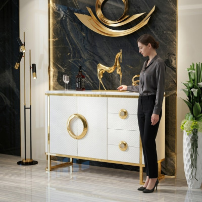 Nobile design cassettiera credenza Italiana credenze mobili bassi in pelle.