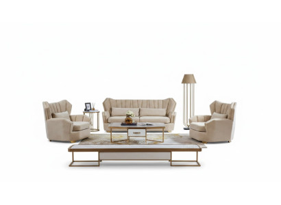 Divano Divano Set completo di cuscini Seduta 3+2+1 Sofà decorativo di designer