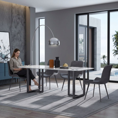 Gruppo da pranzo design tavolo + 4 sedie sedili imbottiti set decorativo tavoli