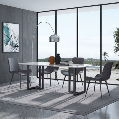 Gruppo da pranzo design tavolo + 4 sedie sedili imbottiti set decorativo tavoli